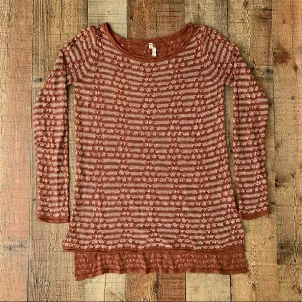 Willow and clay womens size x-small orange long sleeve knit tunic sweater